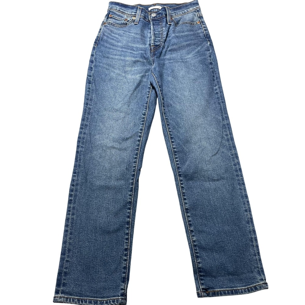 Levis Wedgie Straight Jeans Womens 26 Blue Med Wash High Rise Button Fly 26x28